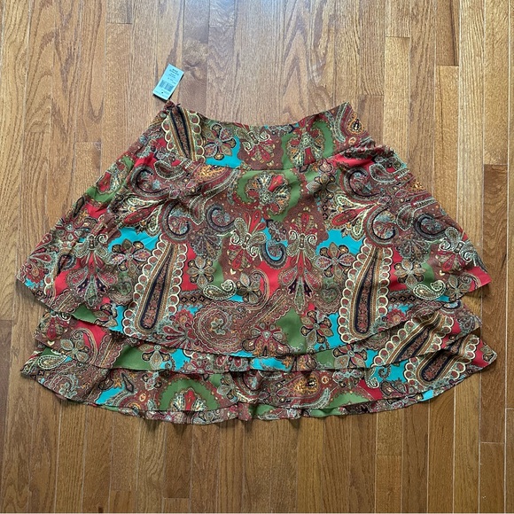 Ralph Lauren women’s plus size 16 tiered layered midi skirt multicolor paisley - Picture 15 of 15